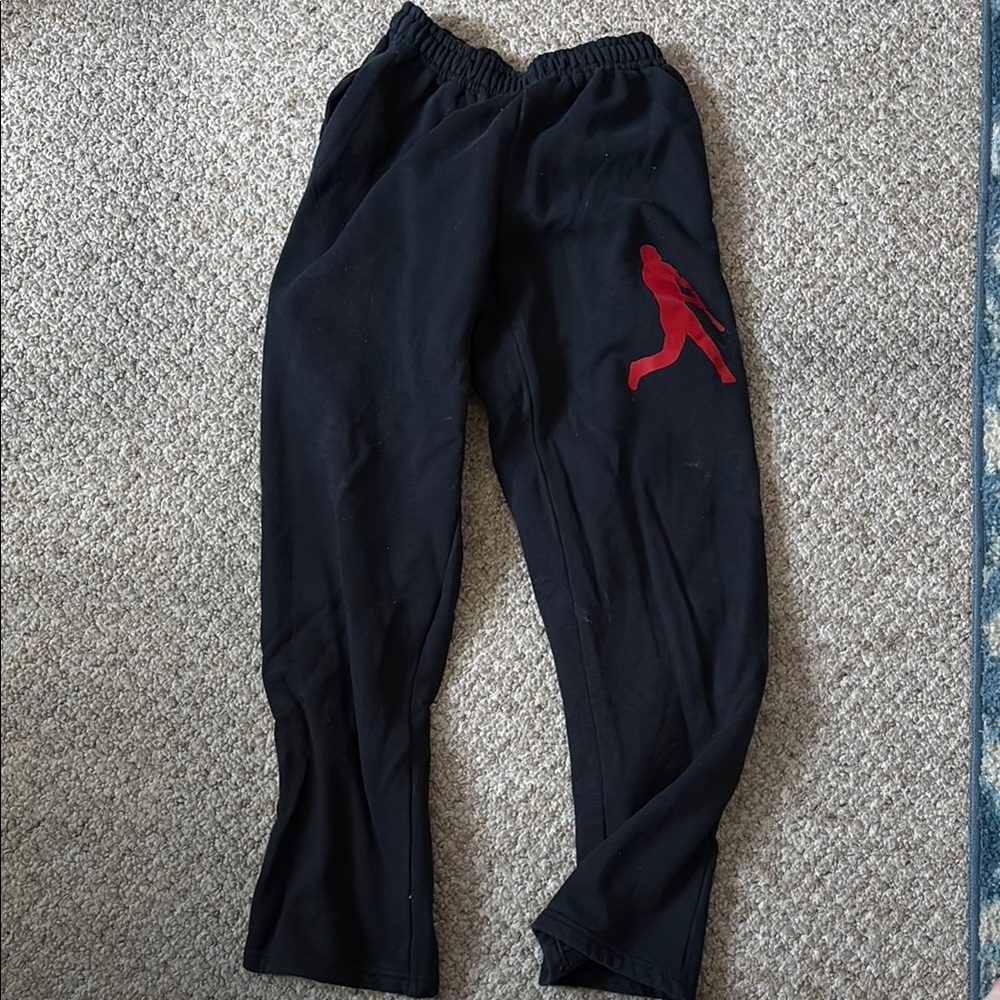 Gildan Black Joggers with Red Baseball Batter Logo for Athletic Comfort